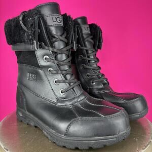 UGG Butte II Black Waterproof Leather Suede Winter Boot US Kids' 3